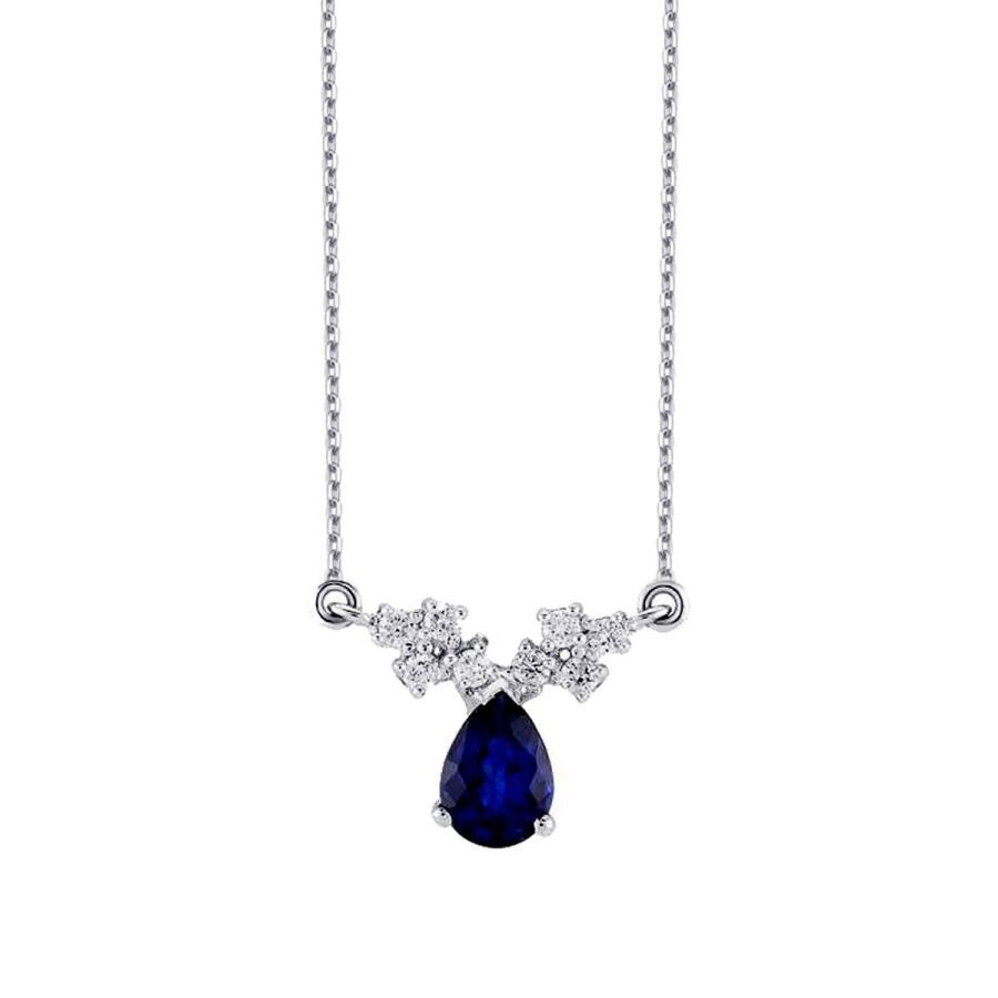 1,02 Karat Diamant Tropfen Saphir Halskette