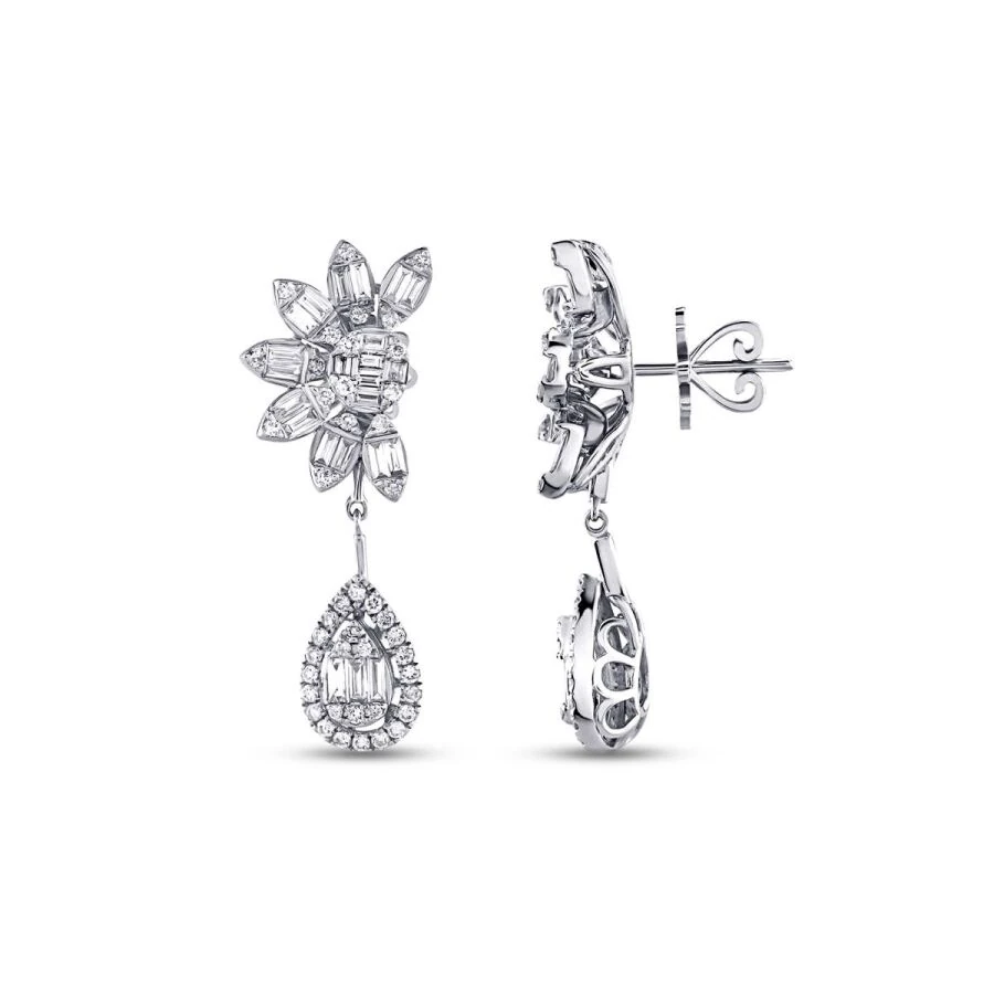 1.59 Carat Diamond Baguette Earrings