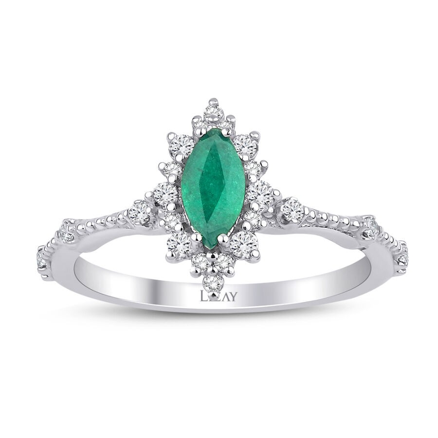 0.57 Carat Diamond Emerald Ring