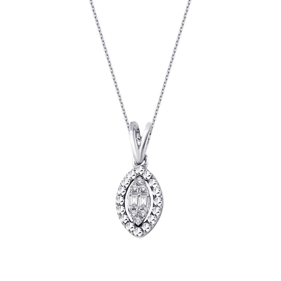 0.05 Carat Diamond Pear Baguette Necklace