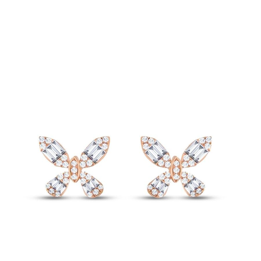 0.58 Carat Diamond Baguette Butterfly Earrings