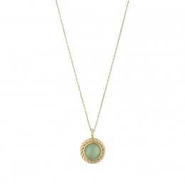 Gold Green Stone Necklace