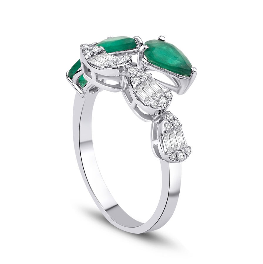 1.27 Carat Diamond Emerald Ring