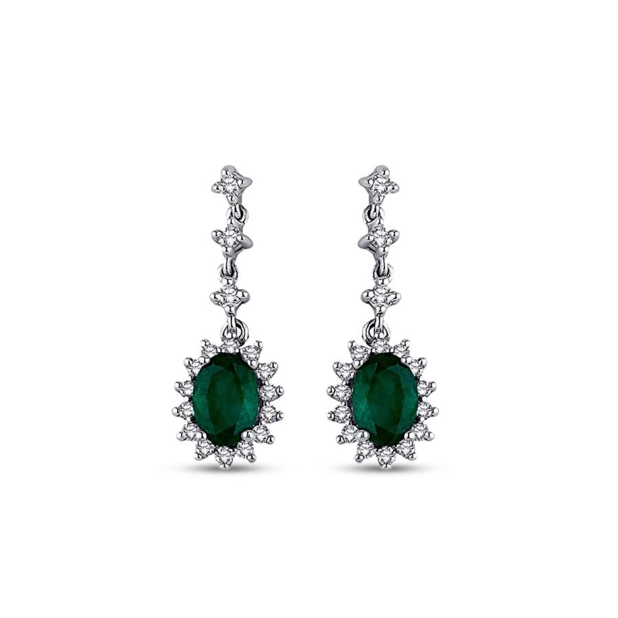 1.66 Carat Diamond Emerald Earrings