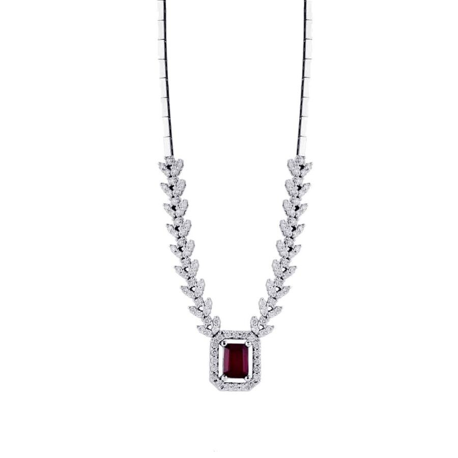 2.55 Carat Diamond Ruby Necklace