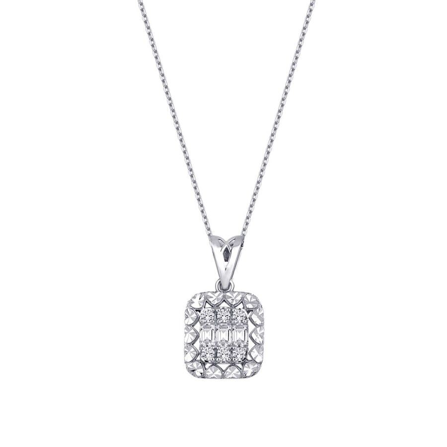 0.19 Carat Diamond Baguette Necklace