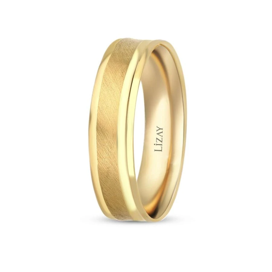 Gold Matte Textured Wedding Band