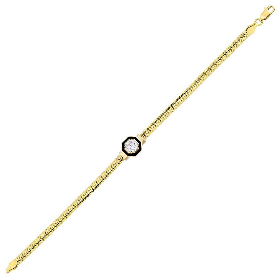 Gold Black Enamel Bracelet