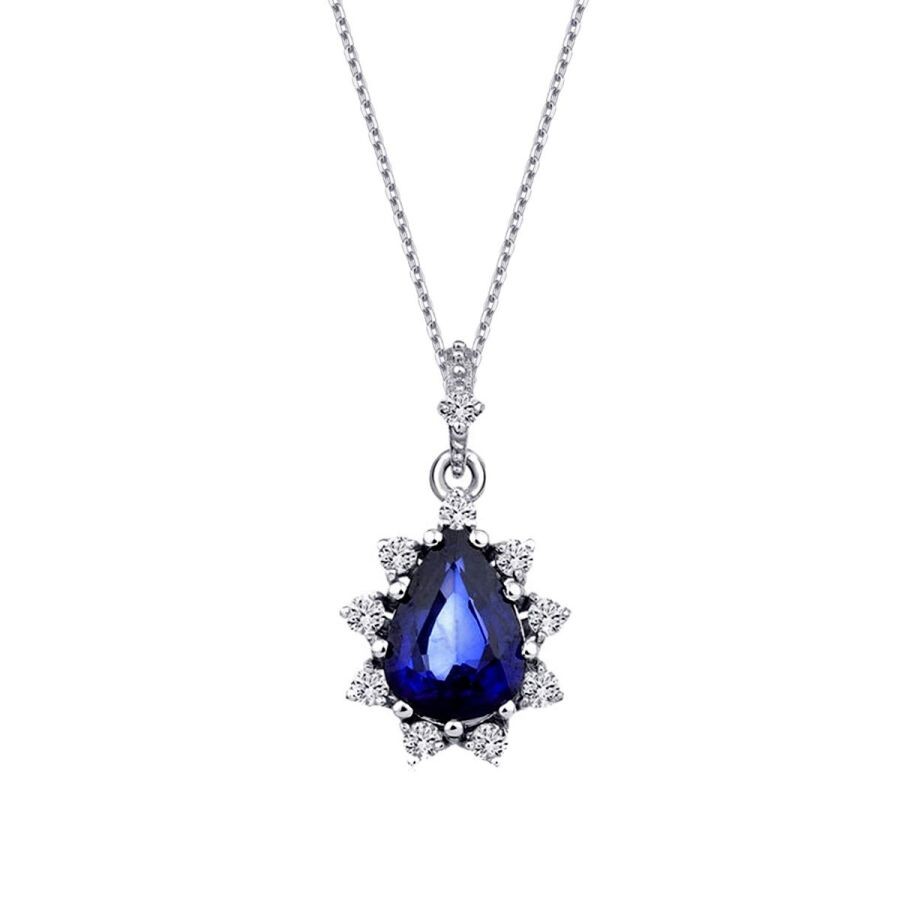 0.76 Carat Diamond Sapphire Necklace