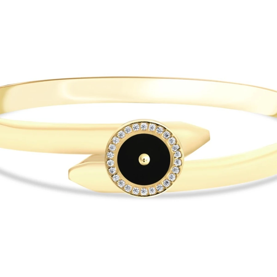 Gold Black Enameled Bangle