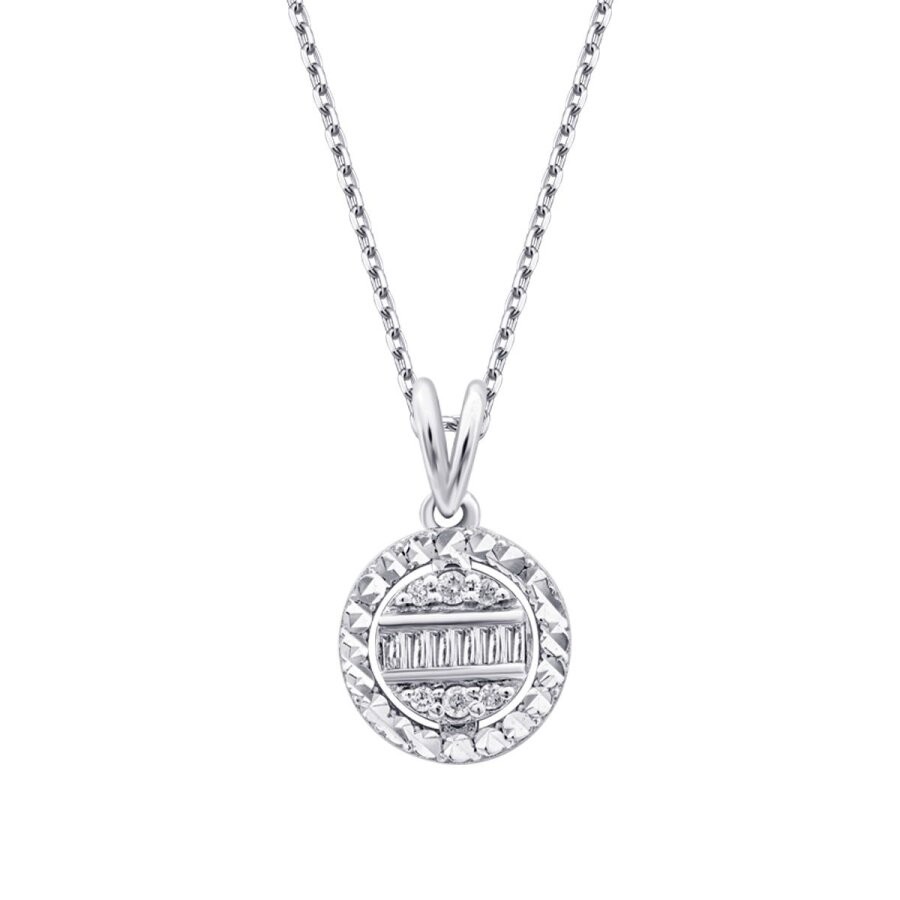 0.08 Carat Diamond-Effect Baguette Necklace