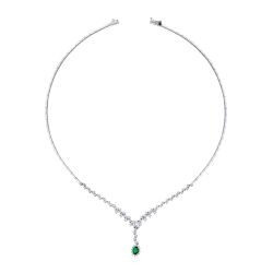 1.83 Carat Diamond Emerald Necklace