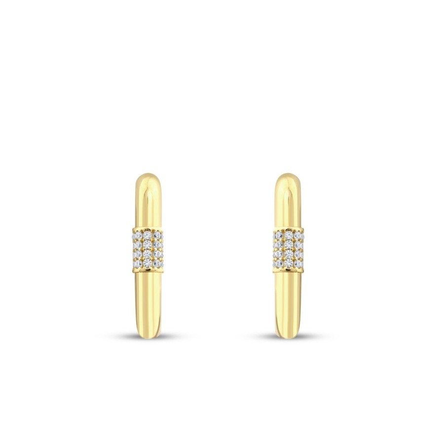 Gold Creole mit Ovalem Stein