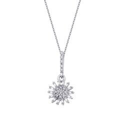 0.14 Carat Diamond Flower Baguette Necklace