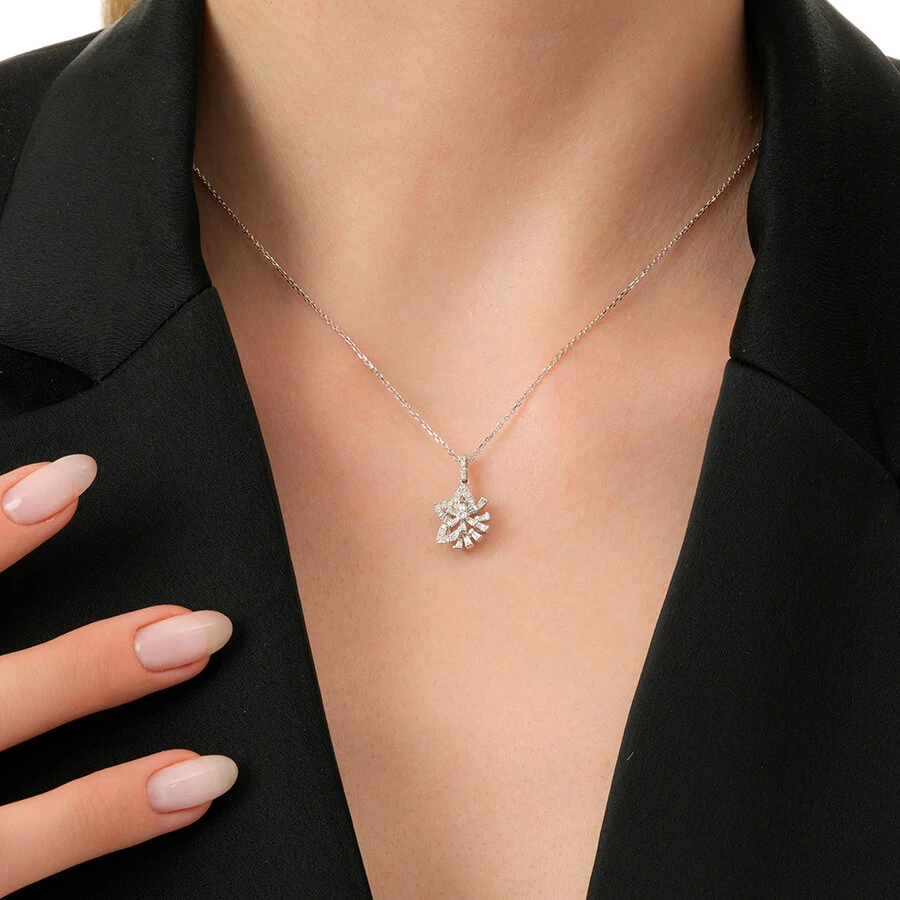 0.23 Carat Diamond Baguette Star Necklace