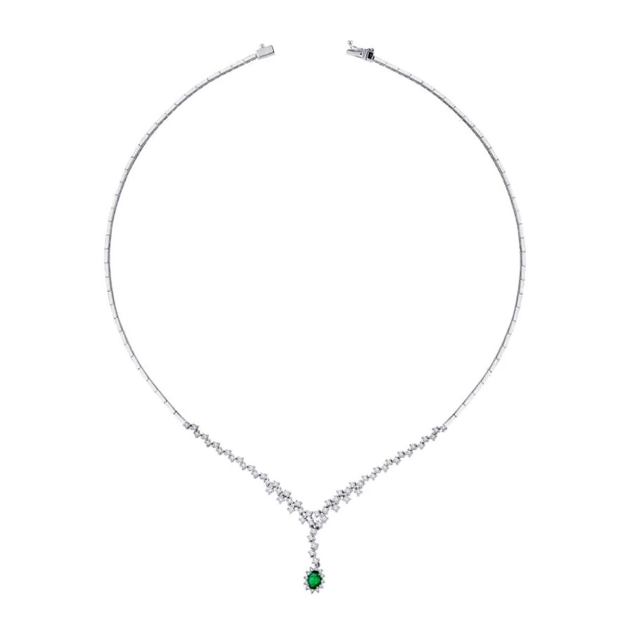 1.83 Carat Diamond Emerald Neckband