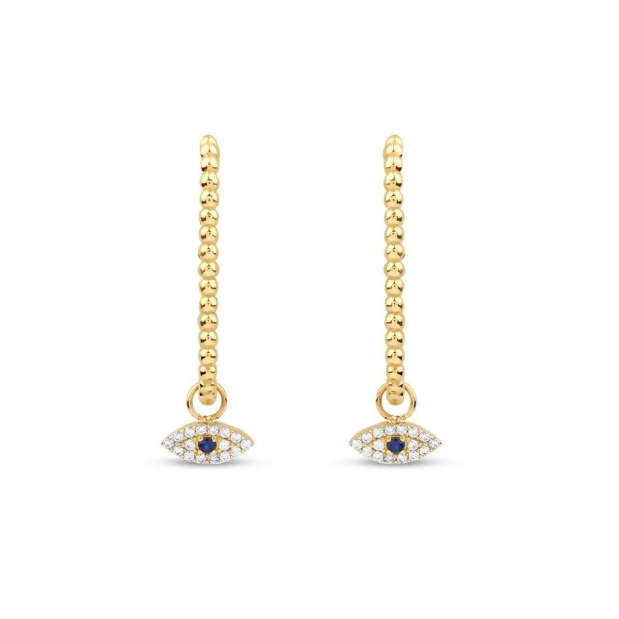 Gold Blue Eye Earrings
