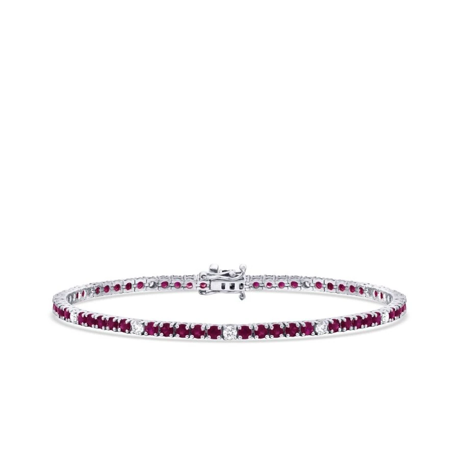 3.92 Carat Diamond Ruby Bracelet