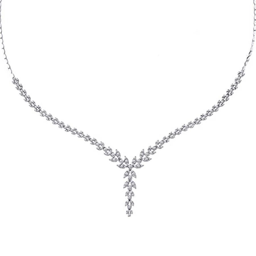 Gold Drop Flower Tennis Collar Necklace