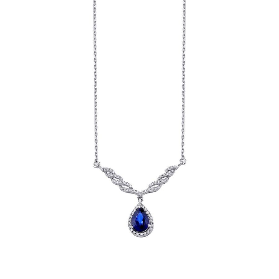 1,06 Karat Diamant Tropfen Saphir Halskette