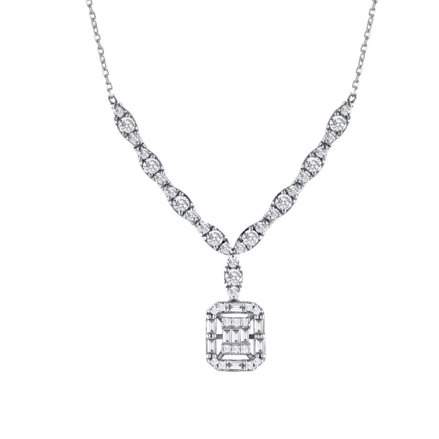 0.56 Carat Diamond Baguette Necklace
