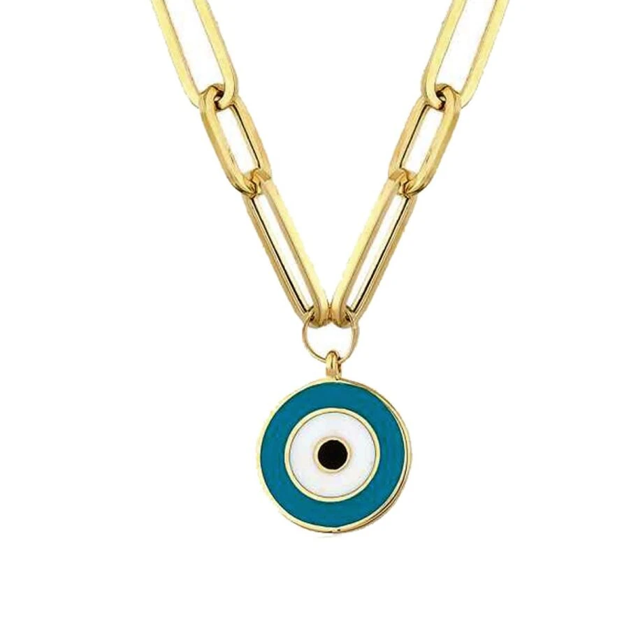 Gold Evil Eye Paperclip Necklace