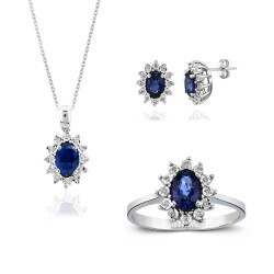 2.29 Carat Diamond Sapphire Set