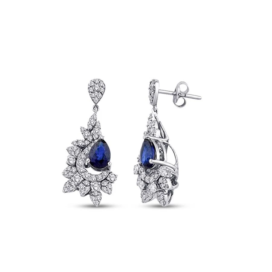 2.29 Carat Diamond Sapphire Earrings