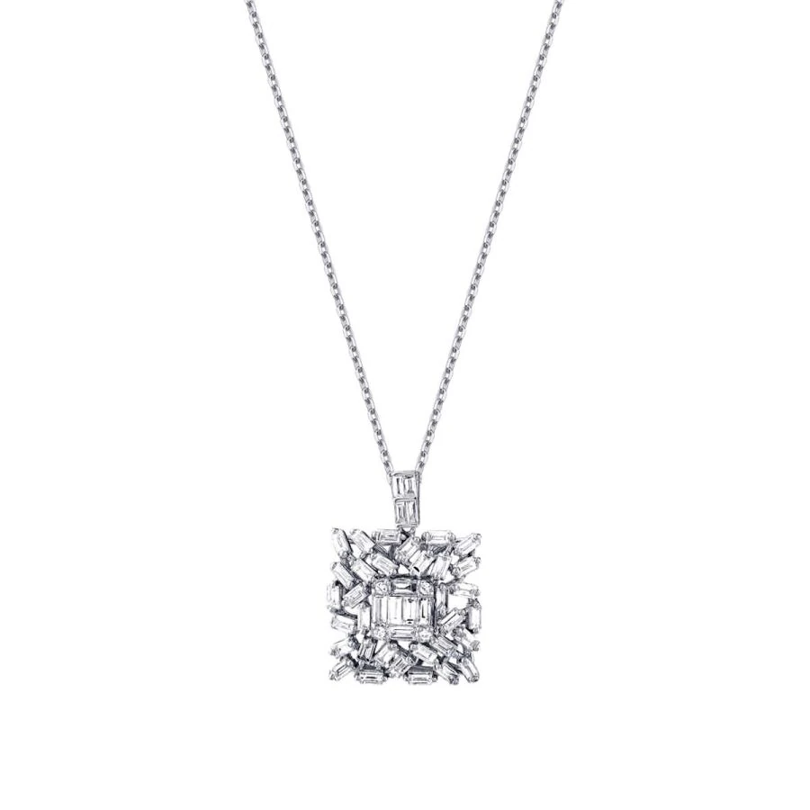 1.29 Carat Diamond Baguette Necklace