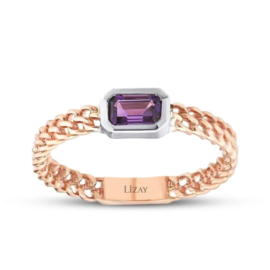 0.28 Carat Amethystt Emerald Cut Ring