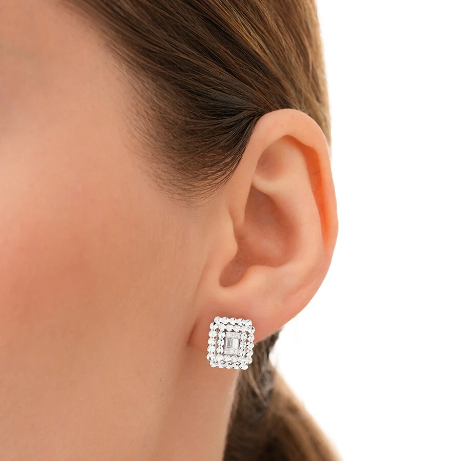 0.19 Carat Diamond Baguette Earrings