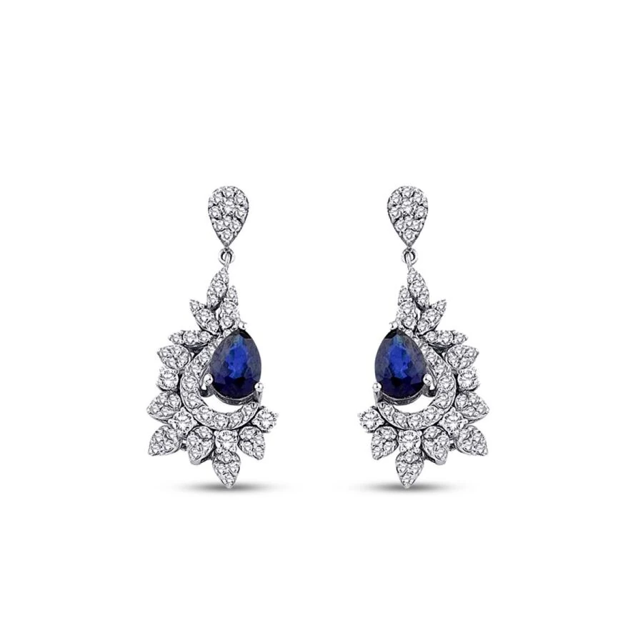 2.29 Carat Diamond Sapphire Earrings