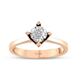 0,02 Karat Diamant Rund Solitär Rosé Ring