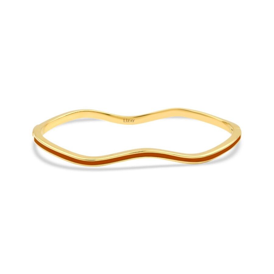 Gold Red Enamel Bangle