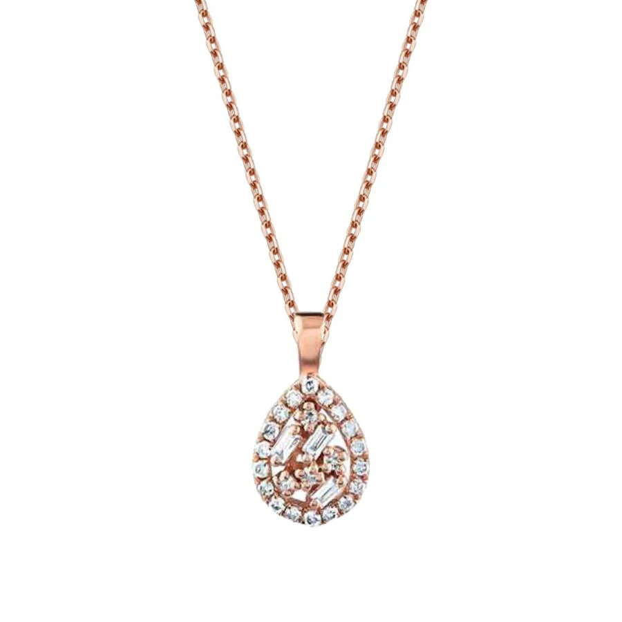 0.15 Carat Diamond Pear Baguette Necklace
