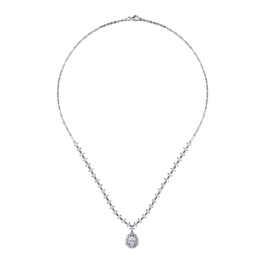 Gold Row Stone Design Necklace