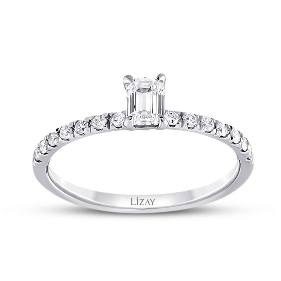 0.89 Carat Diamond Emerald Cut Solitaire Engagement Ring