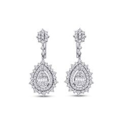 1.53 Carat Diamond Pear Baguette Earrings