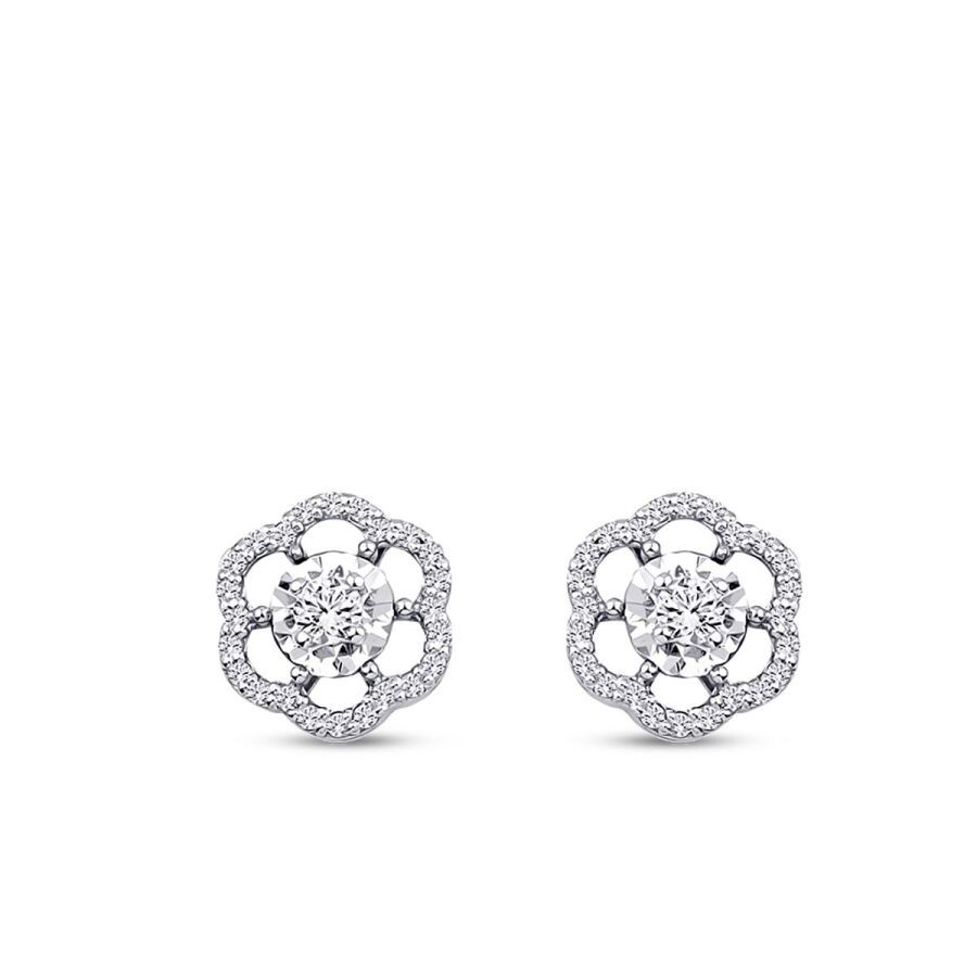 0.29 Carat Diamond Flower Earrings