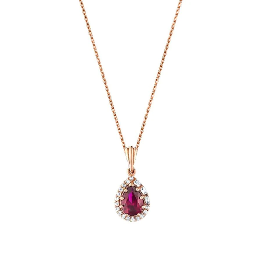 1.18 Carat Diamond Pear Ruby Necklace