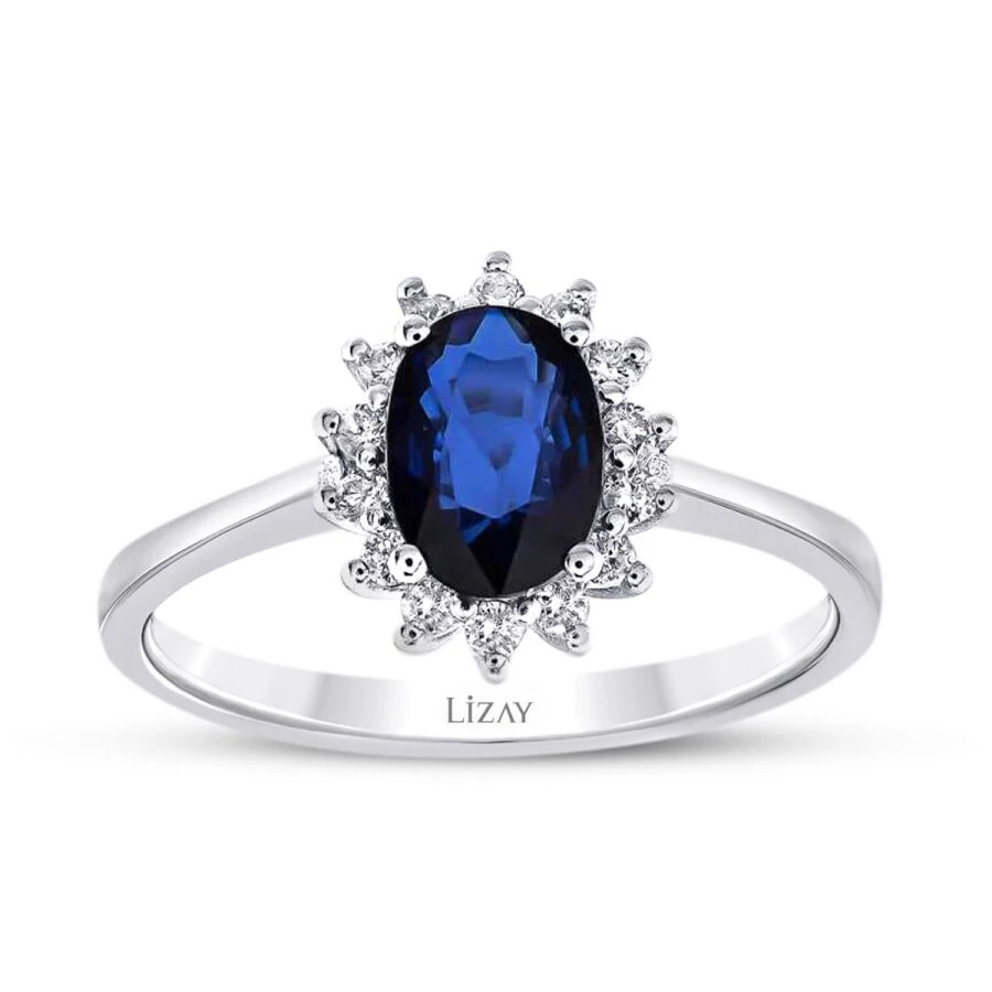 1.34 Carat Diamond Sapphire Ring