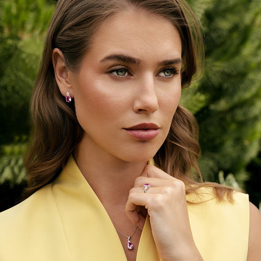 4.10 Carat Diamond Pink Sapphire Earrings