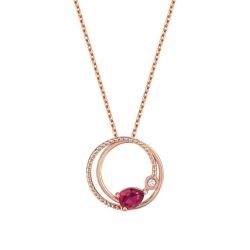 0.34 Carat Diamond Ruby Necklace