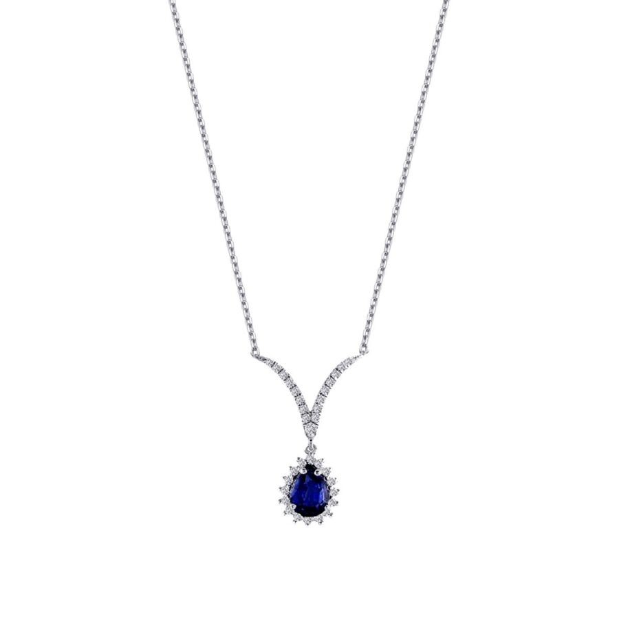 0.95 Carat Diamond Sapphire Necklace
