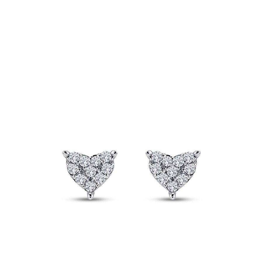 0.12 Carat Diamond Rose Gold Heart Earrings