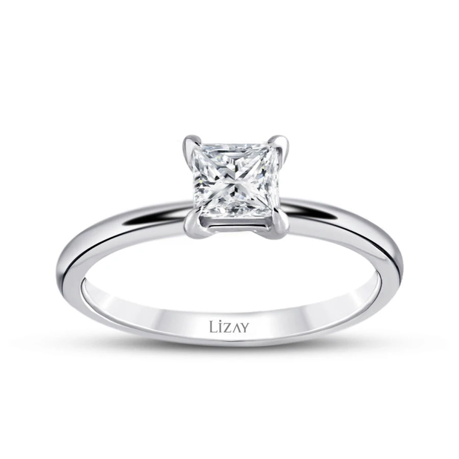 0.40 Carat Diamond Princess Solitaire Engagement Ring