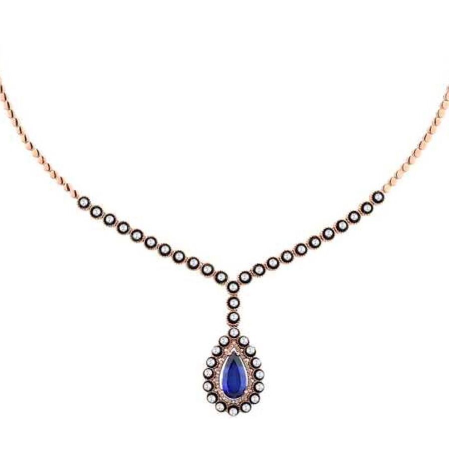 5.29 Carat Diamond Sapphire Necklace
