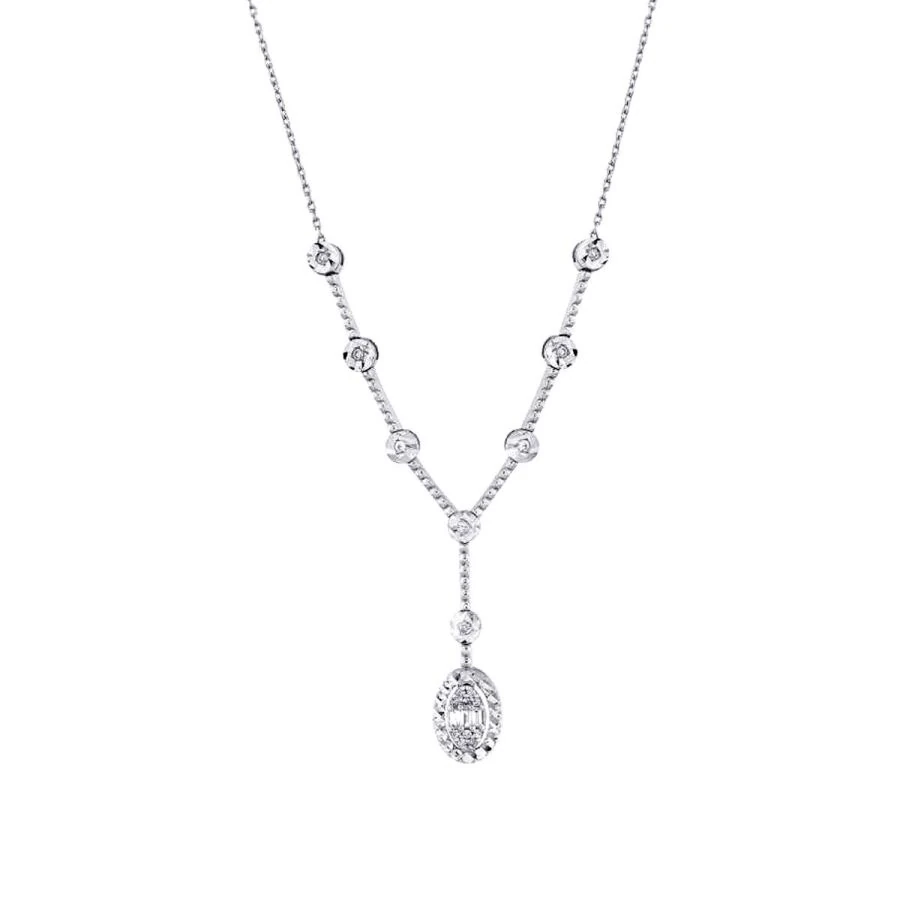 0.10 Carat Diamond Baguette Necklace