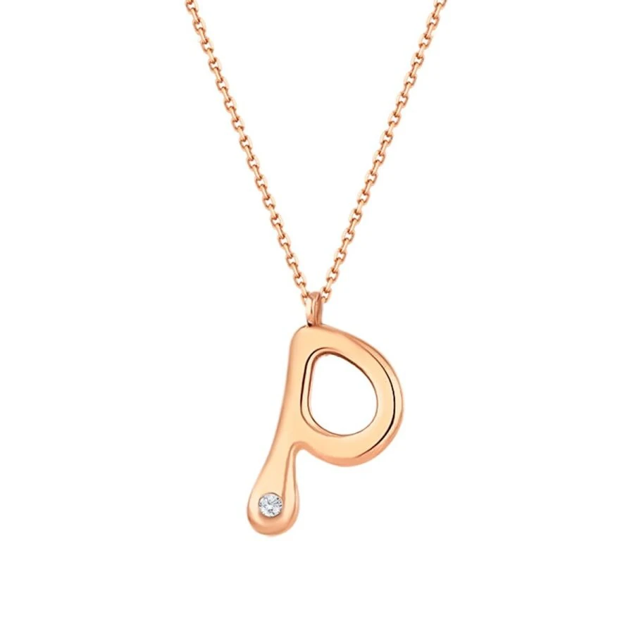 0.02 Carat Diamond Letter P  Necklace
