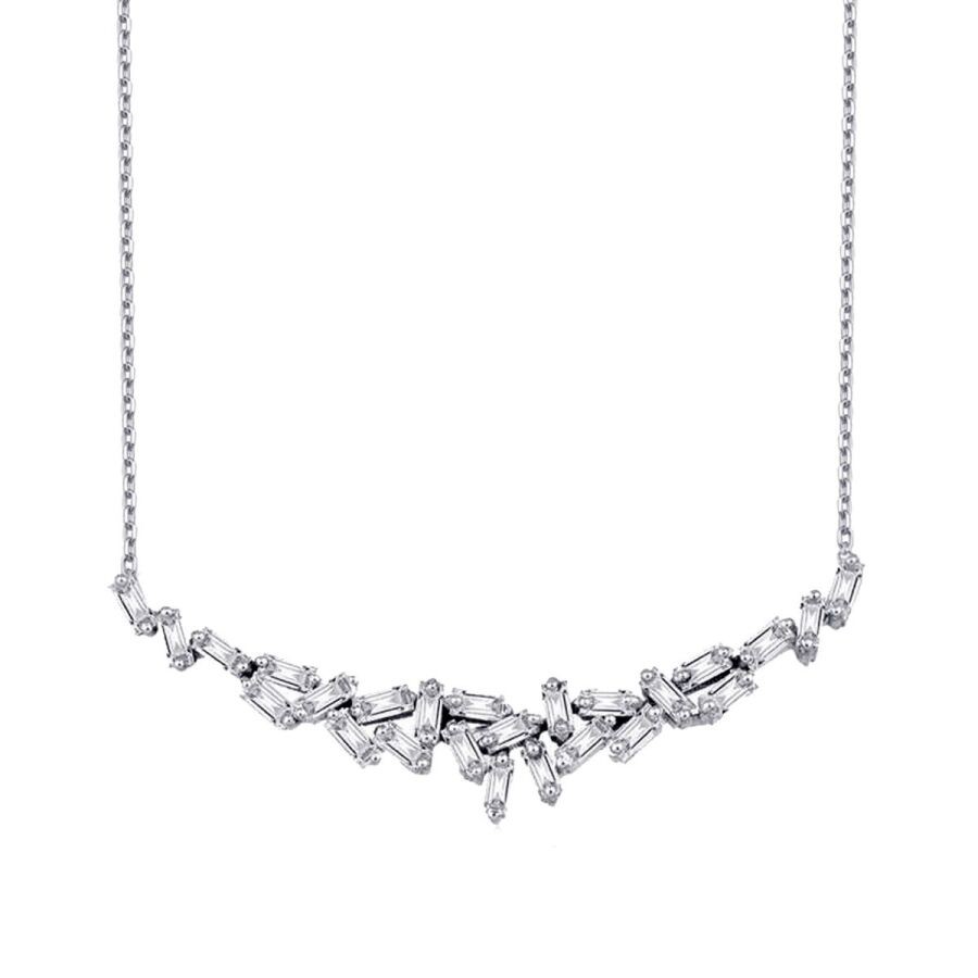 0.93 Carat Diamond Baguette Necklace